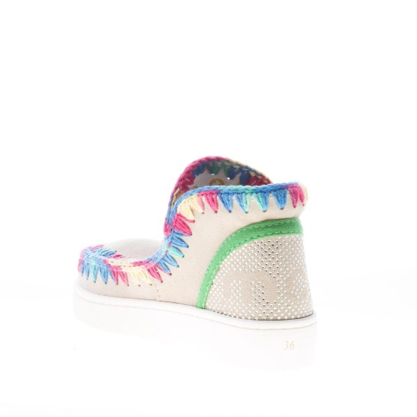 MOU donna Summer Eskimo Sneaker in camoscio BEIGE con uncinetto colorato - immagine 4