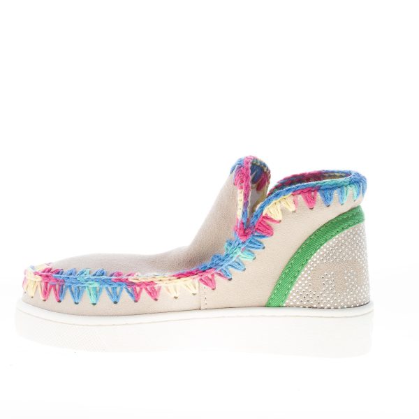 MOU donna Summer Eskimo Sneaker in camoscio BEIGE con uncinetto colorato - immagine 5