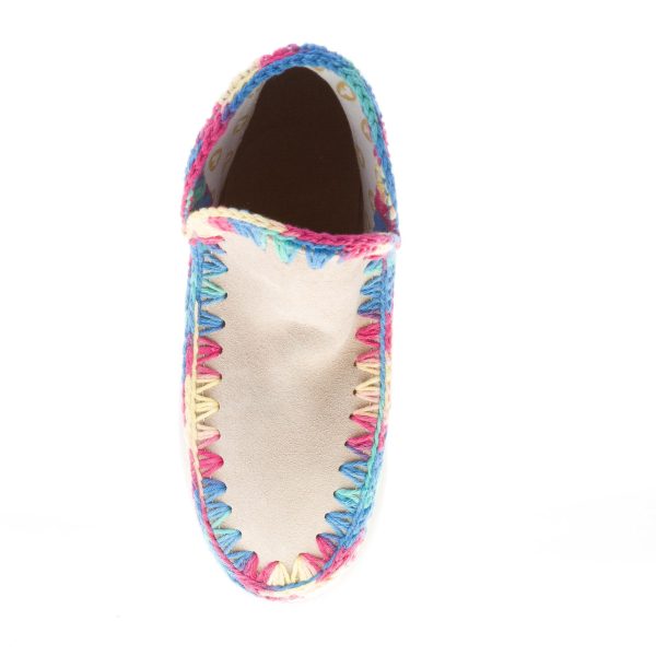 MOU donna Summer Eskimo Sneaker in camoscio BEIGE con uncinetto colorato - immagine 7