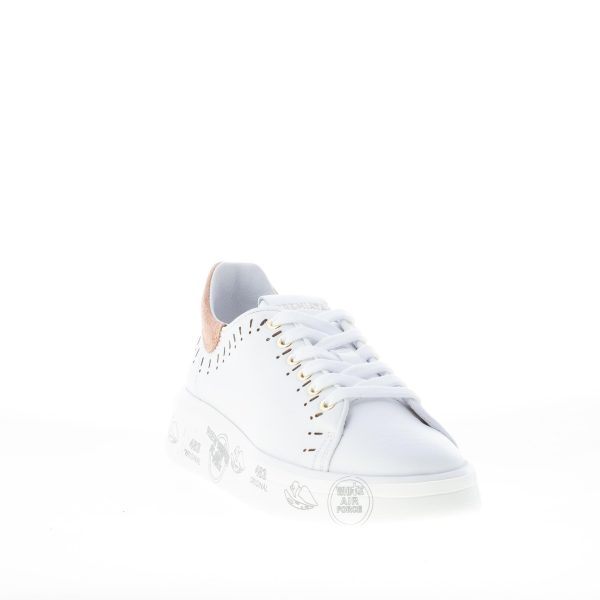 PREMIATA donna sneaker BELLE 5719 in pelle BIANCO più cuoio - immagine 2