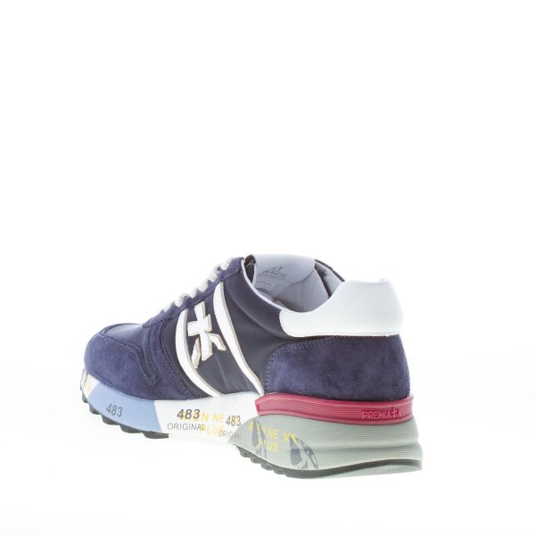 PREMIATA uomo sneaker Lander 5675 in camoscio e tessuto nylon BLU più bianco - immagine 4