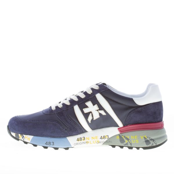 PREMIATA uomo sneaker Lander 5675 in camoscio e tessuto nylon BLU più bianco - immagine 5