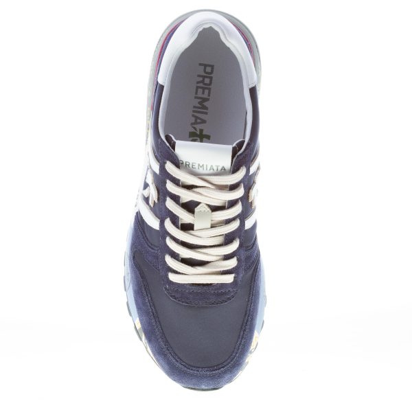 PREMIATA uomo sneaker Lander 5675 in camoscio e tessuto nylon BLU più bianco - immagine 7