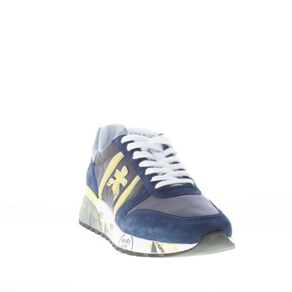 PREMIATA uomo sneaker Lander 5676 in camoscio e tessuto nylon BLU più giallo - immagine 2