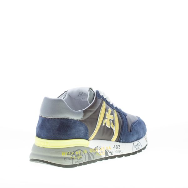 PREMIATA uomo sneaker Lander 5676 in camoscio e tessuto nylon BLU più giallo - immagine 3