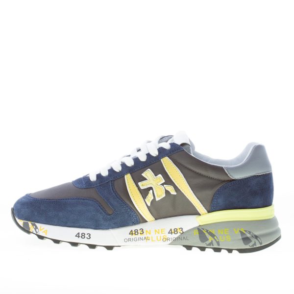 PREMIATA uomo sneaker Lander 5676 in camoscio e tessuto nylon BLU più giallo - immagine 5
