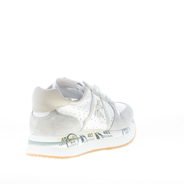 PREMIATA donna sneaker Tris 5737 in camoscio GRIGIO e tessuto forato BIANCO - immagine 3