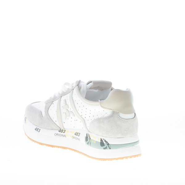 PREMIATA donna sneaker Tris 5737 in camoscio GRIGIO e tessuto forato BIANCO - immagine 4