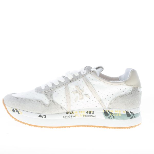 PREMIATA donna sneaker Tris 5737 in camoscio GRIGIO e tessuto forato BIANCO - immagine 5