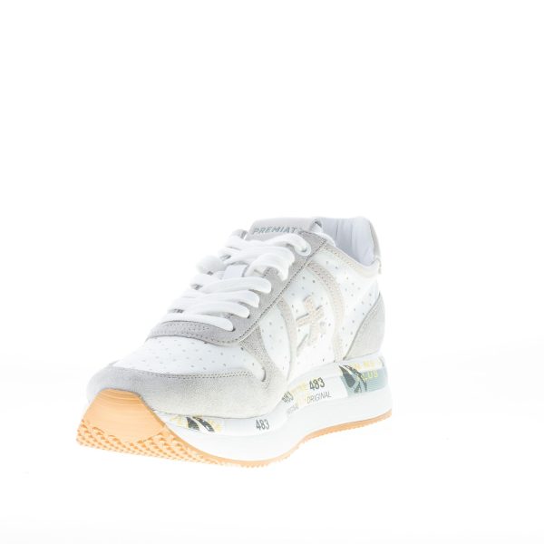 PREMIATA donna sneaker Tris 5737 in camoscio GRIGIO e tessuto forato BIANCO - immagine 6