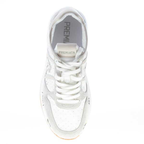 PREMIATA donna sneaker Tris 5737 in camoscio GRIGIO e tessuto forato BIANCO - immagine 7