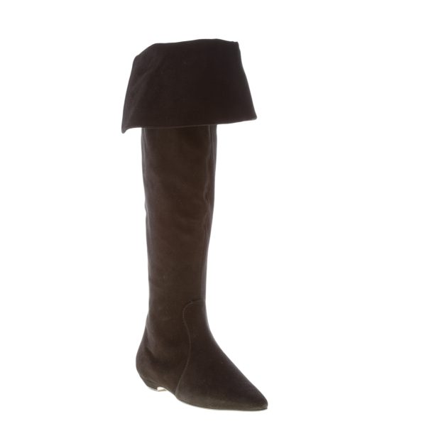 ROBERTO FESTA donna stivale sopra il ginocchio Salt in camoscio NERO con zip oro. Tacco piatto - immagine 2