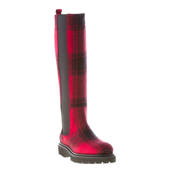 IDEE DE POINTE donna stivale in tessuto Tartan ROSSO. Tacco 3 cm - immagine 2