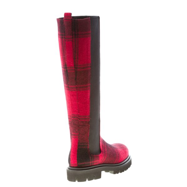 IDEE DE POINTE donna stivale in tessuto Tartan ROSSO. Tacco 3 cm - immagine 3