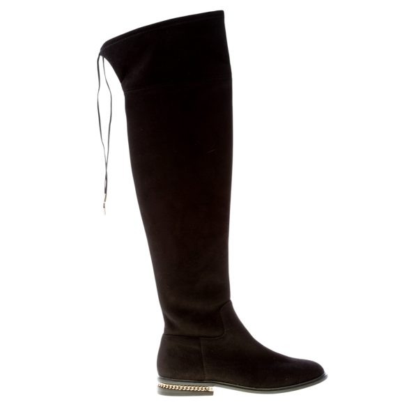 MICHAEL KORS donna stivale sopra il ginocchio Jamie Flat in camoscio stretch NERO.