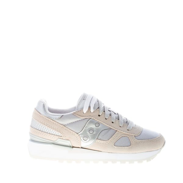 SAUCONY donna sneaker Shadow Original in camoscio BEIGE e tessuto argento