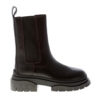 ASH donna stivaletto biker elasticizzato Storm in pelle EBANO. Maxi suola 5 cm