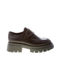 ASH donna scarpa con fibbia Lord in pelle NERO. Maxi suola 5 cm