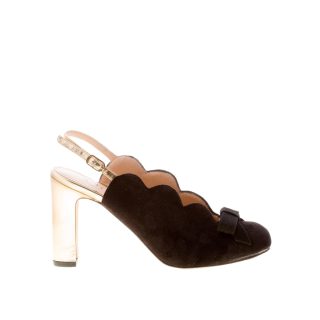 CHIE donna scarpa slingback Harper in velluto NERO con fiocco. Tacco 8 cm