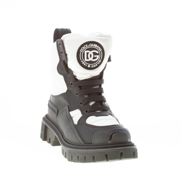 DOLCE & GABBANA donna stivaletto Hi-Trekking in pelle gommata e nylon NERO e BIANCO - immagine 2