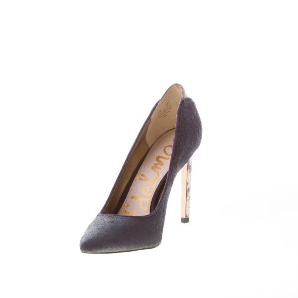 SAM EDELMAN donna decolleté Dea in hairy calf BLU più pitone. Tacco 10 cm - immagine 6