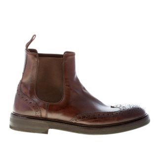 GREEN GEORGE uomo stivaletto elasticizzato in pelle anticata MARRONE con impunture