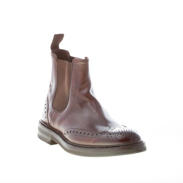 GREEN GEORGE uomo stivaletto elasticizzato in pelle anticata MARRONE con impunture - immagine 2