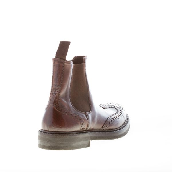 GREEN GEORGE uomo stivaletto elasticizzato in pelle anticata MARRONE con impunture - immagine 3