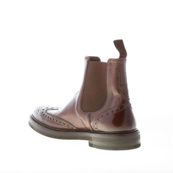 GREEN GEORGE uomo stivaletto elasticizzato in pelle anticata MARRONE con impunture - immagine 4