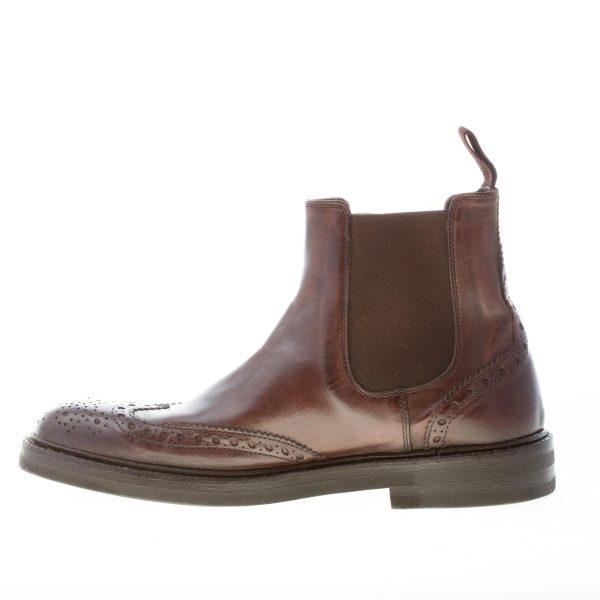 GREEN GEORGE uomo stivaletto elasticizzato in pelle anticata MARRONE con impunture - immagine 5