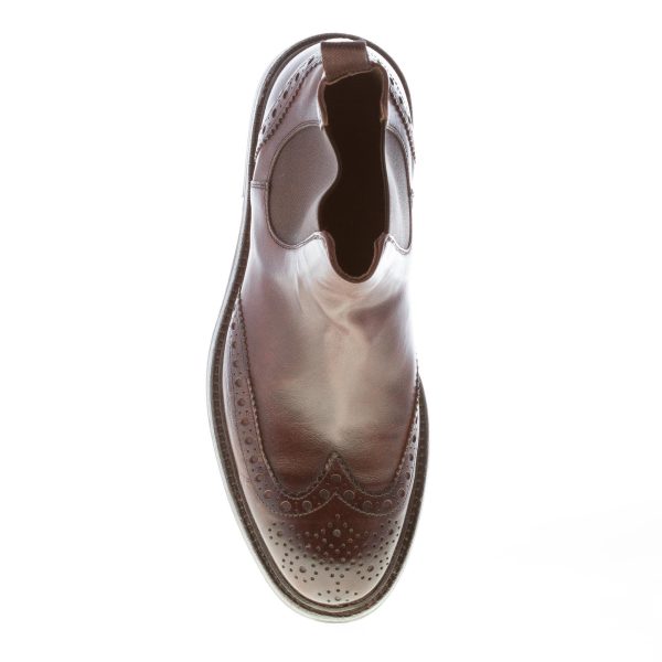 GREEN GEORGE uomo stivaletto elasticizzato in pelle anticata MARRONE con impunture - immagine 7