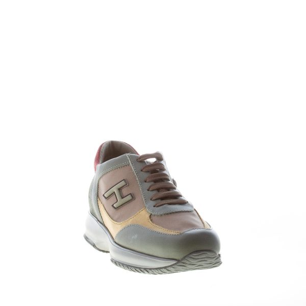 HOGAN uomo Interactive sneaker in camoscio, pelle e tessuto VERDE e SENAPE più bordeaux - immagine 2