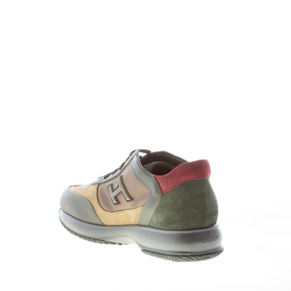 HOGAN uomo Interactive sneaker in camoscio, pelle e tessuto VERDE e SENAPE più bordeaux - immagine 4
