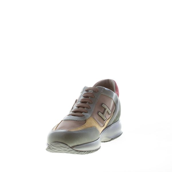 HOGAN uomo Interactive sneaker in camoscio, pelle e tessuto VERDE e SENAPE più bordeaux - immagine 6
