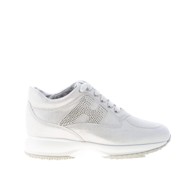 HOGAN donna Interactive sneaker in suede laminato GHIACCIO con H di strass