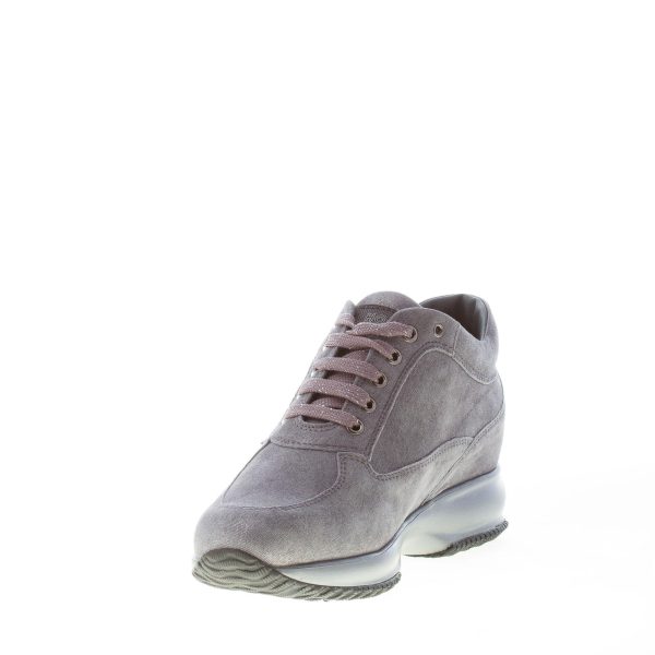 HOGAN donna Interactive sneaker in suede laminato GRIGIO con H di strass - immagine 6