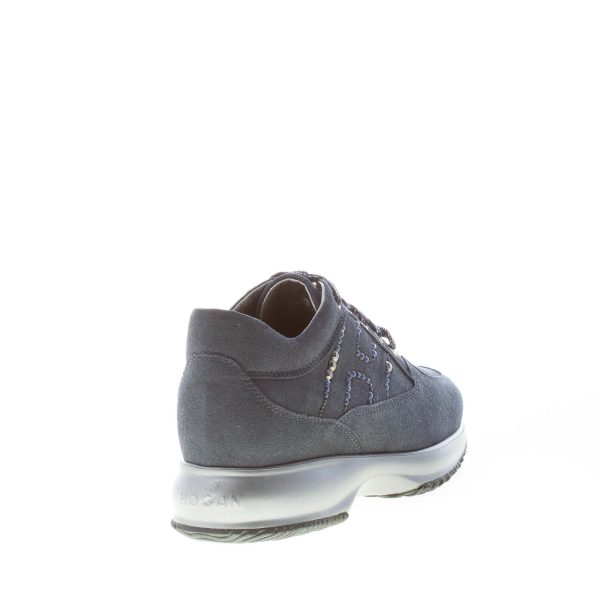 HOGAN donna Interactive sneaker in camoscio BLU con H strass - immagine 3