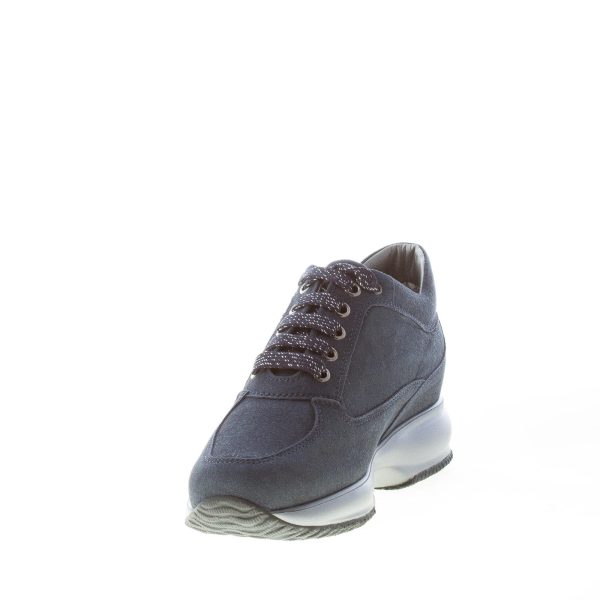 HOGAN donna Interactive sneaker in camoscio BLU con H strass - immagine 6