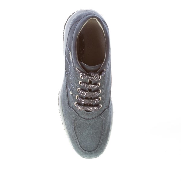 HOGAN donna Interactive sneaker in camoscio BLU con H strass - immagine 7