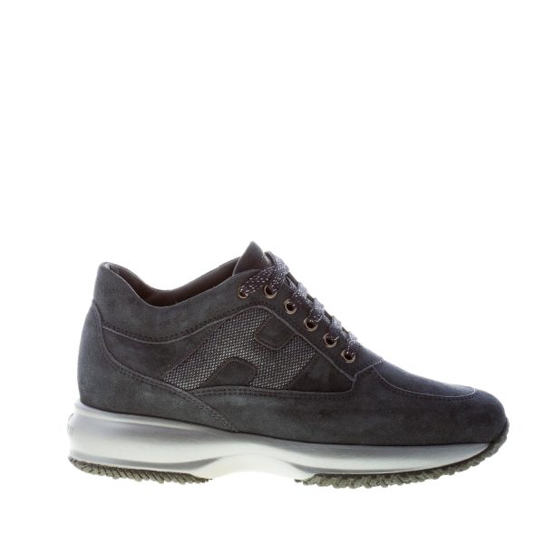 HOGAN donna Interactive sneaker in camoscio BLU NOTTE con micro-glitter