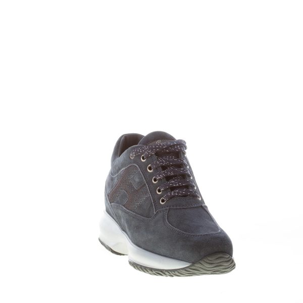 HOGAN donna Interactive sneaker in camoscio BLU NOTTE con micro-glitter - immagine 2