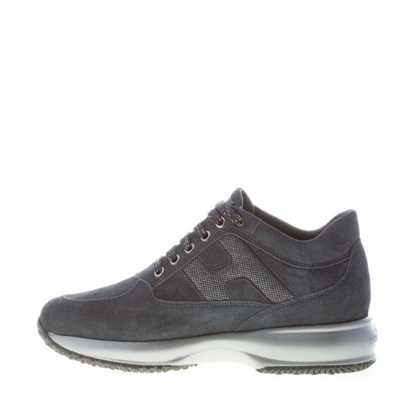 HOGAN donna Interactive sneaker in camoscio BLU NOTTE con micro-glitter - immagine 5