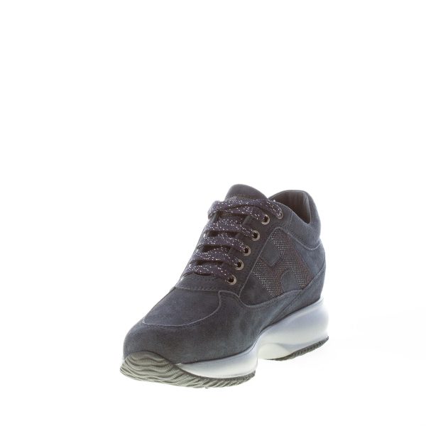 HOGAN donna Interactive sneaker in camoscio BLU NOTTE con micro-glitter - immagine 6
