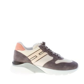 HOGAN donna Active One sneaker in camoscio e tessuto GRIGIO e PANNA