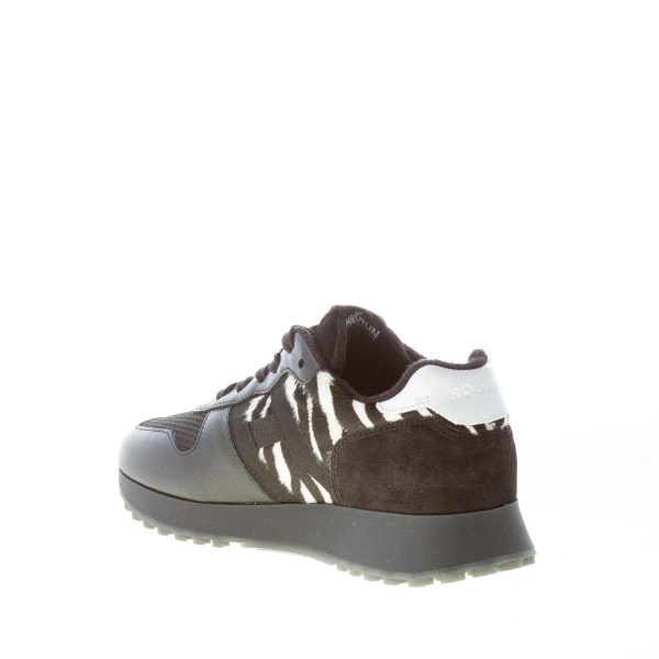 HOGAN donna H429 sneaker in pelle e tessuto NERO più animalier - immagine 4