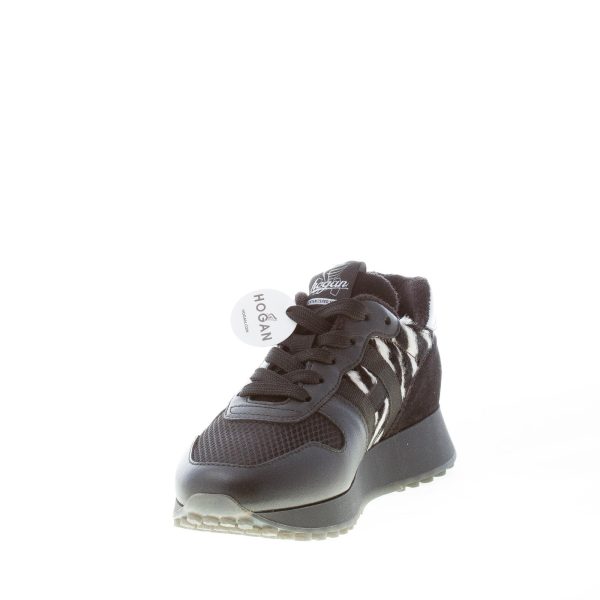 HOGAN donna H429 sneaker in pelle e tessuto NERO più animalier - immagine 6