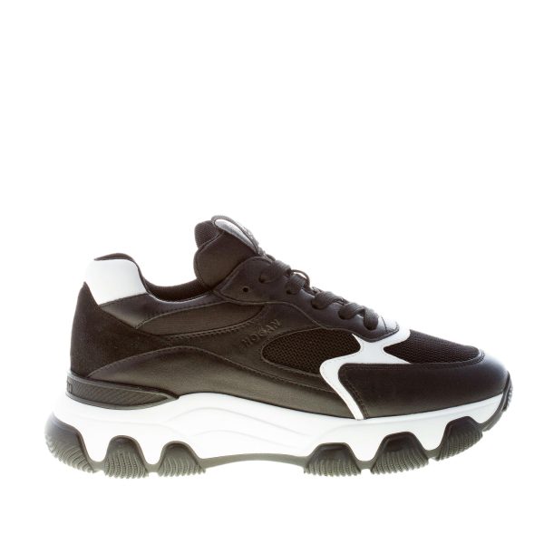 HOGAN donna Hyperactive sneaker in pelle e tessuto a rete NERO più bianco