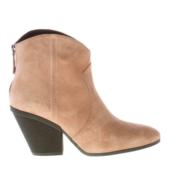 HOGAN donna stivaletto texano H581 in camoscio ZENZERO con zip. Tacco 8 cm