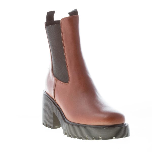 HOGAN donna H584 Chelsea tronchetto elasticizzato in pelle MARRONE. Tacco 7 cm - immagine 2
