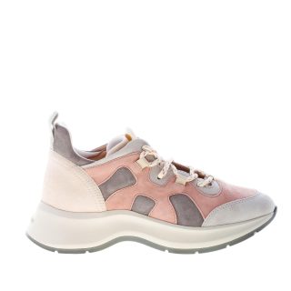 HOGAN donna sneaker H585 Speedy Run in camoscio ROSA CIPRIA e GRIGIO